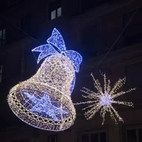 Grand éclairage décoratif de motif de Noël de lampadaire Jingle Bell LED 3D pré-éclairé pour l'affichage de rue
