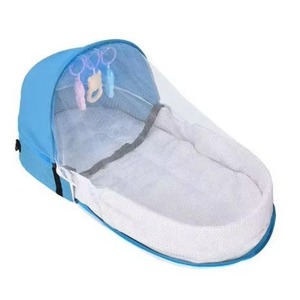 Sac à langer de voyage gratuit avec lit bébé, sac à dos pour maman, sac à suspendre pour poussette avec jouets et moustiquaire - Product Image 3