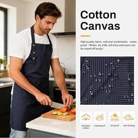 Tablier de cuisine réglable lavable en machine avec 2 poches, en toile de coton imperméable, pour femmes, hommes et chefs