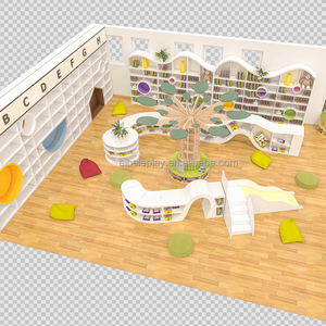 Conjunto de muebles de sala de lectura para niños, estantería de madera en forma de árbol para diseño de biblioteca, equipo escolar <span class=keywords><strong>Montessori</strong></span> - Product Image 1