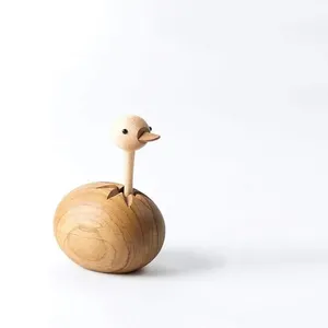 Wood Statues Ostrich Baby Egg Bird Nordic Danish Mascot Ornaments Children Gifts Crafts Wooden Statue Figurines Decorative