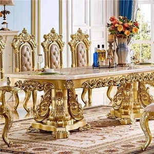 Bộ Bàn Ăn Hoàn Thiện Hình Lá Vàng Thiết Kế Chất Lượng Cao 2022 Bộ Bàn Ăn Cổ Điển Chạm Khắc Bằng Gỗ Nguyên Khối - Product Image 3