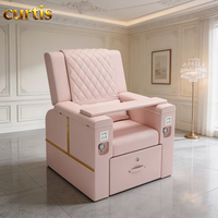 Fauteuil de pédicure électrique inclinable rose avec bain à remous sans tuyauterie et design doré pour équipement de salon de manucure et spa