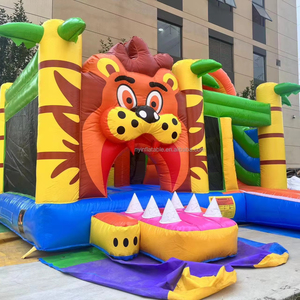 Casa Inflable con Tobogán Temática de <span class=keywords><strong>León</strong></span>, Palmeras y Aventura en la Jungla para Niños, Diversión en Interiores y Exteriores, Parque Infantil - Product Image 2