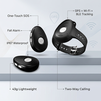 Collier de suivi GPS personnel 4G avec bouton SOS anti-panique, suivi en temps réel, détection de chute, anti-perte