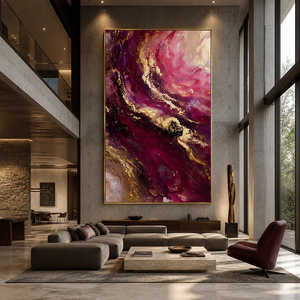 Sofisticata Pittura Astratta <span class=keywords><strong>con</strong></span> Texture di Marmo Nero e Venature Dorate 3D, Arte Murale Testurizzata per Uffici e Hall di Lusso - Product Image 3