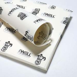 Papier ciré enduit de PE imprimé avec logo personnalisé, résistant à la graisse, pour emballer les aliments : viande de charcuterie, hamburgers, frites, sandwichs, pain, pizza - Product Image 2