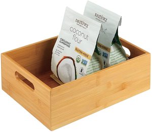 Addreen Bamboo Drawer Organizer and Desk Storage Box Tray With Handle for Office Supplies Crafts Sewing Small Daily Use Articles