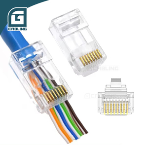 Gcabling 50 cái/túi 8P8C CAT5e CAT6 Ethernet <span class=keywords><strong>UTP</strong></span> <span class=keywords><strong>RJ45</strong></span> cắm mèo 6 <span class=keywords><strong>5E</strong></span> đi qua <span class=keywords><strong>RJ45</strong></span> kết nối cắm <span class=keywords><strong>RJ45</strong></span> che chắn <span class=keywords><strong>5E</strong></span> - Product Image 1