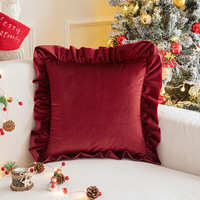 Usine en gros velours italien à volants taie d'oreiller salon canapé housse de coussin pour la décoration de vacances de noël