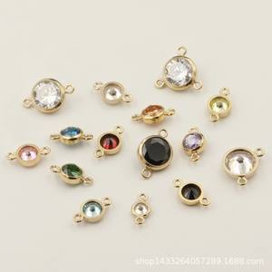 Joyería Vintage piedra natal permanente circón pulsera collar conector oro relleno bisel ajuste no deslustre encantos 14K - Product Image 5