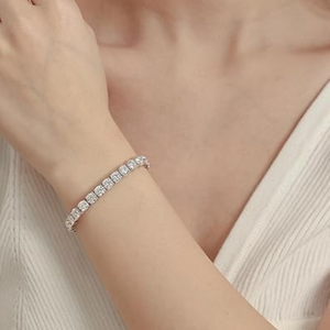 Pulsera de tenis de <span class=keywords><strong>plata</strong></span> de ley S925 de alta calidad con diamantes y moissanita de corte redondo <span class=keywords><strong>para</strong></span> mujer y <span class=keywords><strong>hombre</strong></span>, regalo de cumpleaños - Product Image 6