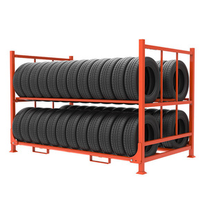 4 Tier Heavy Duty Pallet Stack Tyre Racking Adjustable Powder Coated Metal Steel Tire Storage Rack For Warehouse Car Storage - Product Image 5
