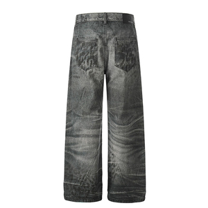 Jeans tendance haut de gamme pour hommes et femmes, délavés, effet usé, coupe droite ample, de qualité supérieure - Product Image 3