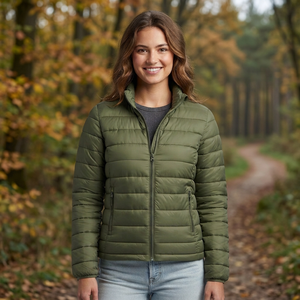 <b>Women</b> Lightweight Quilted Down <b>Jacket</b> <b>Warm</b> Puffer Coat With Stand Collar Zipper Pockets <b>Winter</b> Outerwear - Product Image 3