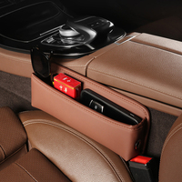 Boîte de rangement premium pour interstice de siège de voiture en cuir doux au toucher, pour femmes et hommes, avec flocage, compatible Mercedes Audi Tesla