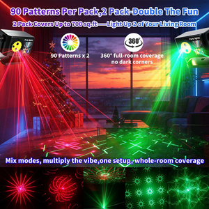 2 Unidades de Mini Discoteca 120 en 1 con Control Remoto, Modos Automáticos Activados por Sonido, Proyección Láser RGB, Batería de Iones de Litio, para Fiestas, Escenarios y Hogar - Product Image 2