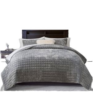 Luxury Modern Velvet Quilt Set Dusty Mauve Pink Oversized Coverlet <b>Bedspread</b> King Size <b>Quilted</b> Comforter Bedding Set - Product Image 6