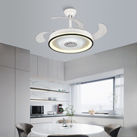 Ventilateur de plafond avec haut-parleur Bluetooth, commande vocale invisible, style nordique minimaliste moderne, adapté à la salle à manger, au salon