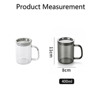 Mug en verre borosilicate de haute qualité avec infuseur à thé, résistant à la chaleur, compatible lave-vaisselle et micro-ondes, 400 ml, design moderne pour le bureau et la maison