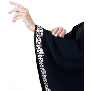 Abaya LEDUO con Mangas Campana Fluidas y Adornos de Cristales Brillantes, Elegante Túnica Transpirable para Uso Diario en Primavera - Product Image 3