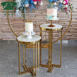 Muebles para fiestas, pedestal de acero inoxidable dorado para postres, para decoración navideña - Product Image 4