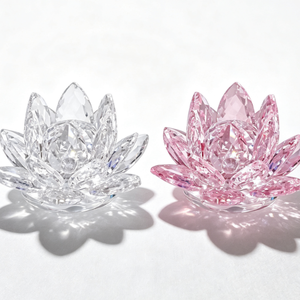 Décoration de fleur de lotus en cristal directement de l'usine, figurine de lotus en cristal gravée sur mesure, souvenir artisanal religieux en cristal pour mariage - Product Image 6