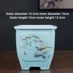 Juego de macetas de cerámica personalizables YiXing, flores azules y blancas pintadas a mano para grandes macetas de bonsái esmaltadas para jardín al aire libre para el hogar - Product Image 6