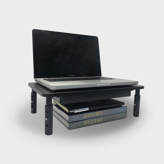 Metal Computer Monitor Laptop Riser Stand with Phone Holder Storage Height Ajustable with Drawer
