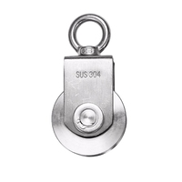 304 acier inoxydable 30mm poulie anneau de levage crochet ceinture Double roulement Micro-remorque câble suspendu fil poulie câble fixe