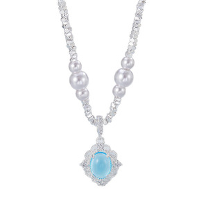 Nuova Collana in Argento con Perle Blu Mare e Dettagli Effetto Argento Spezzato per Donna, Versatile ed Elegante, Ideale per Feste, Lusso Discreto - Product Image 5