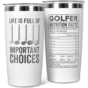 Vaso Térmico de Acero Inoxidable de Doble Pared de 20oz con Diseño de Palo de Golf, Taza de Viaje con Impresión de Palo de Golf, Regalo Personalizado para Golfistas - Product Image 1