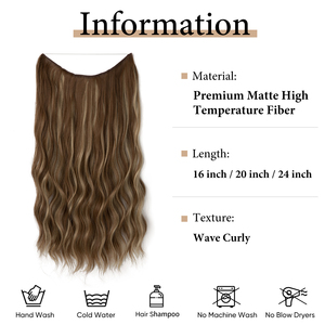 Extensions de cheveux bouclés synthétiques épaisses et longues, avec fil invisible, sans couture, effet vague, pour une pose facile - Product Image 2