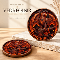 Pièce de monnaie en cuivre pur 999 de 1 oz, série animale mythologie nordique, édition collector, colorée, en relief, avec croix UV, cadeau