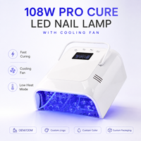 Lampe UV LED Professionnelle Portable pour Séchage des Ongles avec Câbles, Ventilateur de Refroidissement Haute Vitesse 108W, Batterie 5200mAh pour Salon et Usage Domestique, Alimentation par Prise Secteur