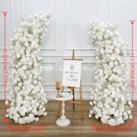 Gerbang Bunga Pernikahan Kustom DKB, Bunga Mawar Putih Sutra, Rangkaian Bunga Pintu Masuk Pernikahan, Rangkaian Bunga Hydrangea Buatan