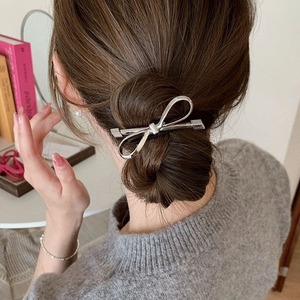 Silver <b>bow</b> side hair <b>clip</b> hair ornament hair <b>clip</b> women's exquisite crocodile <b>clip</b> hairpin high ponytail hair tie hair tie - Product Image 4