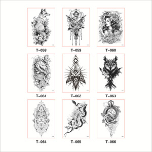 Adesivi per Tatuaggi Temporanei all'Ingrosso, Nuovo Stile Floreale in Bianco <span class=keywords><strong>e</strong></span> Nero per Braccio, Design Sketch - Product Image 6