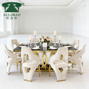 Ensemble de table à manger de luxe pour 12 personnes au design commercial avec base dorée et plateau en verre, élégant et stylé - Product Image 3