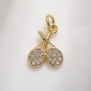 จี้รูปไม้แร็กเก็ต/รักบี้/แบดมินตัน ลายหยดน้ำมันทองแดงมุก ยี่ห้อจินหยวน สำหรับทำเครื่องประดับ DIY - Product Image 3