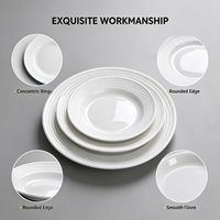 Assiettes de dîner, de soupe et de salade en porcelaine blanche pure côtelée, écologiques, en céramique contemporaine gaufrée, vente en gros d'usine en vrac