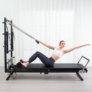 Lit de réformateur de <span class=keywords><strong>Pilates</strong></span> semi-surélevé en acier pliable durable avec tour et demi-trapèze portable pour les studios de <span class=keywords><strong>Pilates</strong></span> et <span class=keywords><strong>le</strong></span> <span class=keywords><strong>corps</strong></span> - Product Image 2