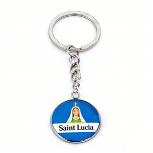 Personalized Saint Lucia Puerto Rico Grenada Carabiner Keychain Letterpress Printed Glass Key Chain