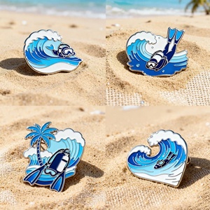 Alfileres personalizados de esmalte de playa y Océano | Fabricante de insignias de metal con tema de <span class=keywords><strong>mar</strong></span> de verano - Product Image 1