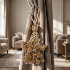 Unique Luxury Golden Crystal Tassel Beads Beautiful Elegant Handmade Decorative Ornament Pom Pom Curtains Wall Hanging Doors - Product Image 2