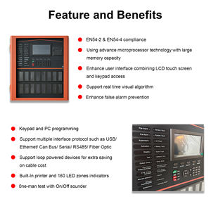 Panneau de commande d'alarme incendie intelligent Tanda TX7 certifié LPCB, système répéteur adressable, 1 à 8 boucles, normes EN54-2/4, écran LCD - Product Image 2