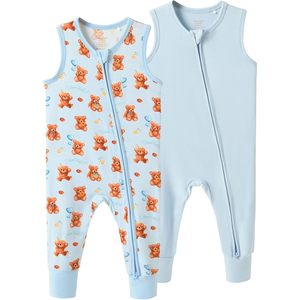 Custom Baby Rompers Sleeveless 2 Way Zipper Infant Jumpsuit Newborn Boys Girls Bamboo Viscose 0-24Months Sleepwear - Product Image 1