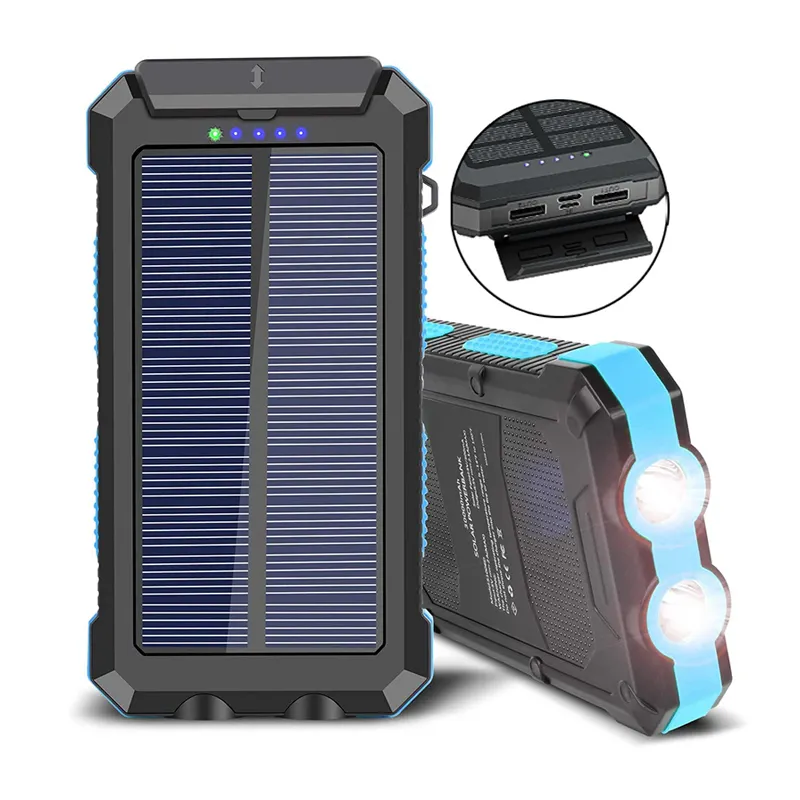 Kitway Hiking portable waterproof solar power bank with compassLed torch wireless charging solar power mobile power