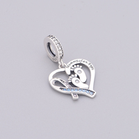 Fit Original Pan Charm Bracelet 925 Sterling Silver Rose Ruban Sensibilisation Au Cancer Du Sein Pendentif Perle pour Faire Des Bijoux Pour Femmes