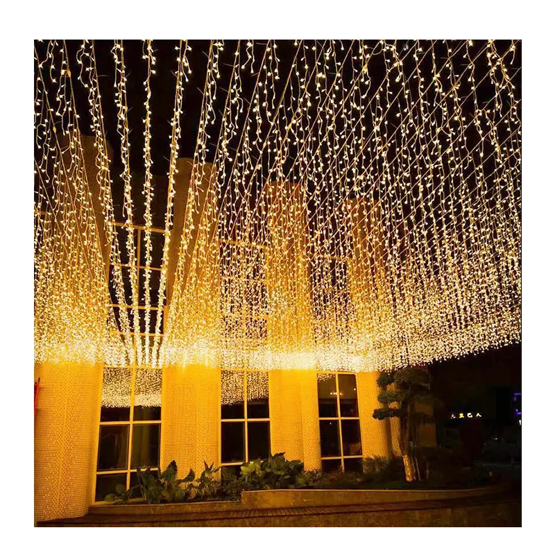 أضواء LED لشريط الثلج مليئة بأضواء النجوم الملونة في الهواء الطلق ، ديكور حفلات الزفاف